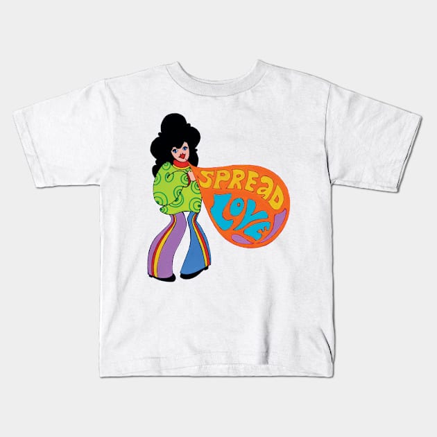 Spread the Love Hippie Girl Kids T-Shirt by dottielamb